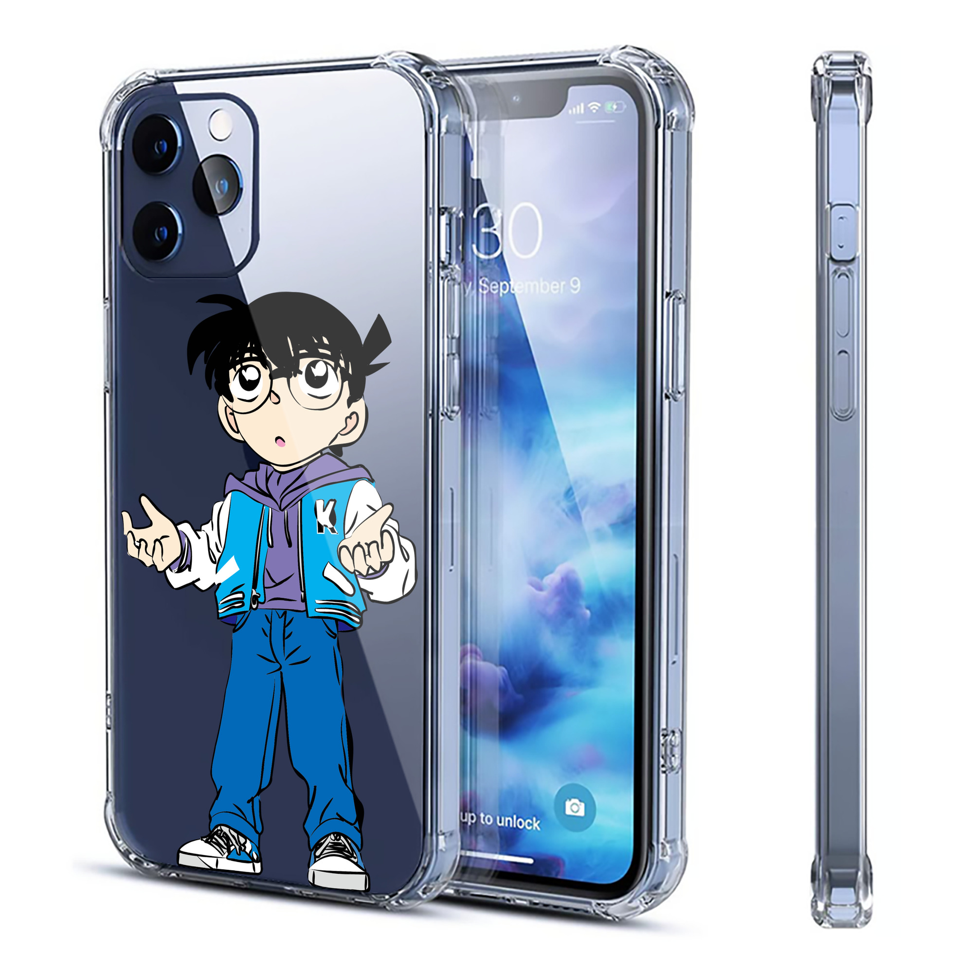 （画像用） 名探偵コナン 江戸川 コナン Detective Conan Conan Edogawa 【iPhone 12シリーズ対応】透明スマホケース（クリアソフトケース）